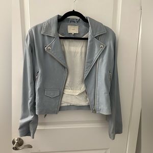 IRO Dusty Blue Leather Biker Jacket